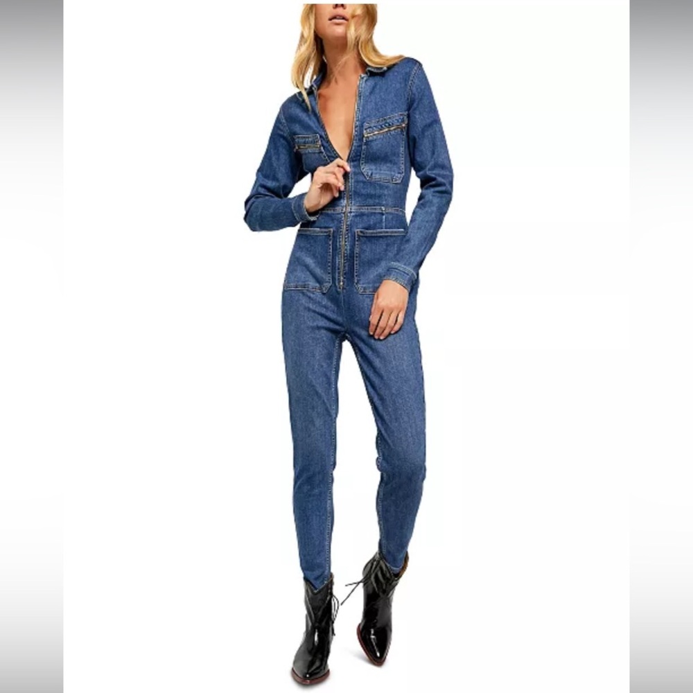 👖Women's Blue Denim Jumpsuit